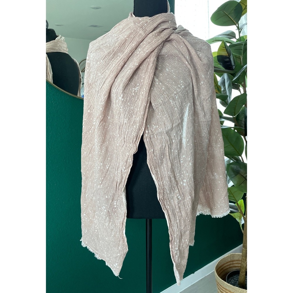 Crinkled Blush Pink Lightweight Scarf Neutral Soft Romantic Cottagecore Normcore - Picture 2 of 6